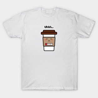 Uhhh... | Coffee Cup | Charging | Low Battery | Cute Kawaii | White T-Shirt